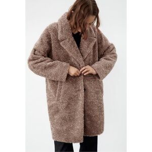 Zara oversized soft textured teddy fur coat